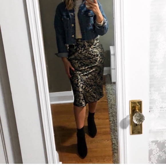 Snake Print Satin Midi Skirt - Picture 3 of 3